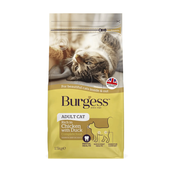 Burgess Adult Cat Chicken & Duck 1.5kg Online now