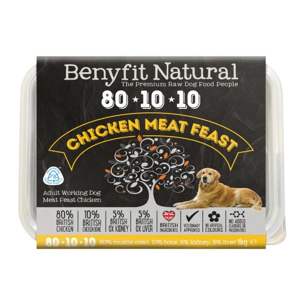 Benyfit Natural 80.10.10 Chicken Meat Feast, 1kg (Raw Frozen) For Sale