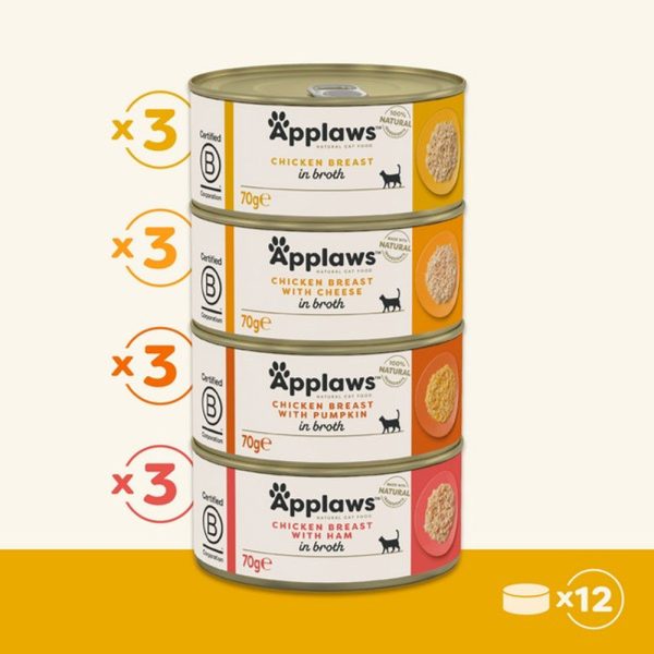 Applaws Cat Tin Chicken Selection in Broth 12 x 70g For Cheap