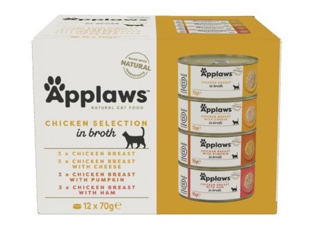 Applaws Cat Tin Chicken Selection in Broth 12 x 70g For Cheap