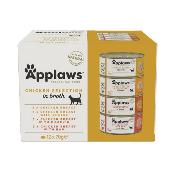 Applaws Cat Tin Chicken Selection in Broth 12 x 70g For Cheap