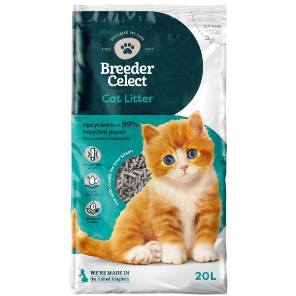 Breeder Celect Paper Pellet Cat Litter 20 Litre 20l Supply