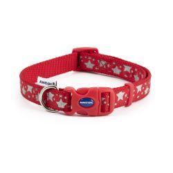 Ancol Reflective Star Adjustable Collar Red 30-50cm Fashion